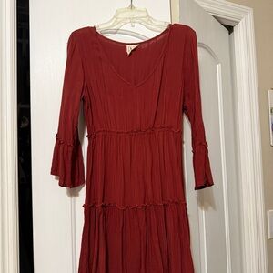 Sky and Sparrow Deep Red Long Sleeve Dress